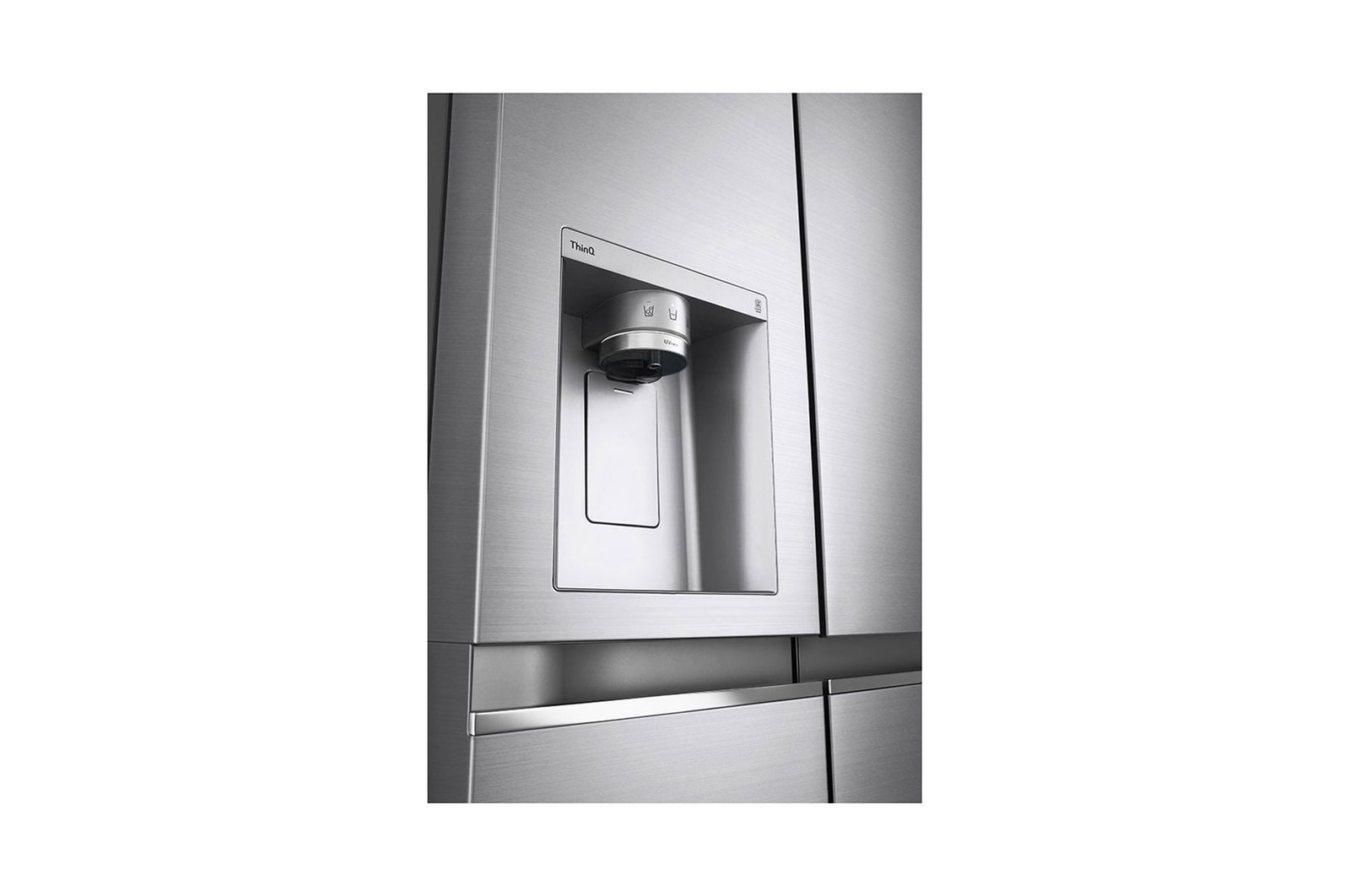 Close up dispenser con UVnano frigorifero Side by Side GSLV90PZAD